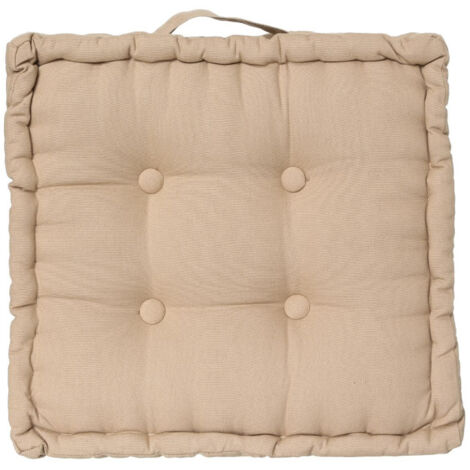 Atmosphera – Coussin de sol 40x40cm beige – 100% coton – Doux et confortable – Avec poignée pour transport facile