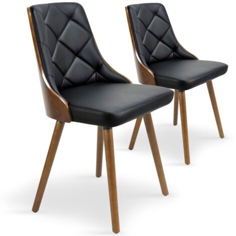 Lot de 2 Chaises Scandinave "Cargo" 79cm Noisette & Noir (1/4)