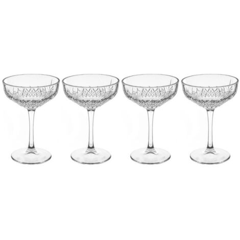 Lot de 4 coupes de champagne 25cl transparent – Verre élégant – Dimensions D. 11 x H. 15,5 cm – Parfait pour célébrations – Secret De Gourmet
