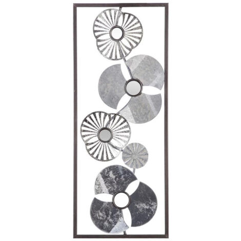 Décoration Murale en Métal "Fleurs" 25x61cm Argent (1/2)