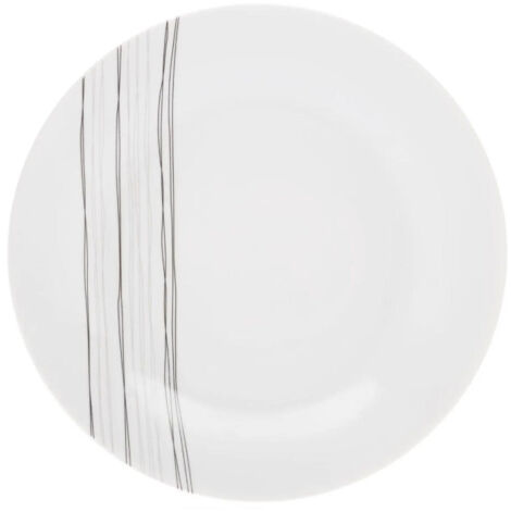 Lot de 6 assiettes plates en porcelaine 27cm – Motif lignes – Compatible lave-vaisselle et micro-ondes – Blanc – Secret De Gourmet