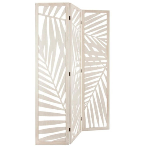 Atmosphera – Paravent contemporain 170cm blanc – MDF et paulownia – Parois ajourées pour lumière – Élément décoratif moderne