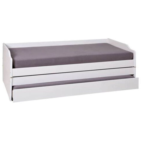 Lit Banquette Enfant Bois "Axel" 90x200cm Blanc (1/5)