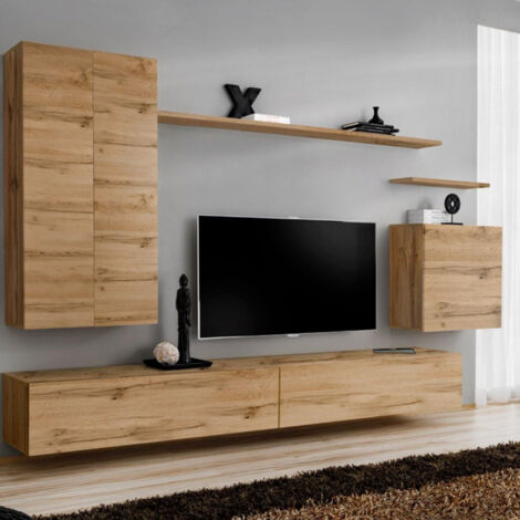Meuble TV Mural Design "Switch II" 270cm Naturel (1/4)