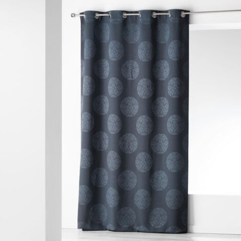 Rideau à Oeillets Jacquard "Orkys" 140x260cm Navy (1/2)