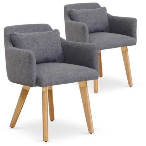 Lot de 2 Fauteuils Scandinave "Alan" 70cm Gris Clair (1/5)