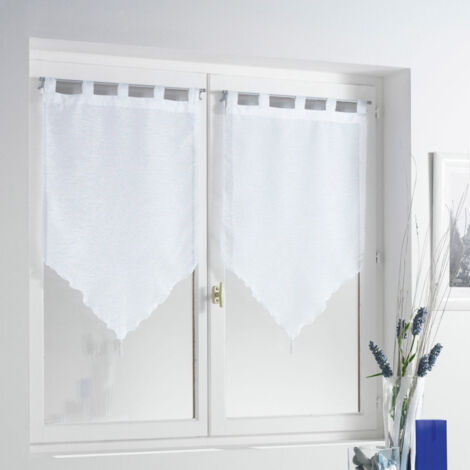 Paris Prix – Paire de voilages brise bise 45x160cm – Polyester blanc – Lot de 2 – Fixation à passants pour fenêtres