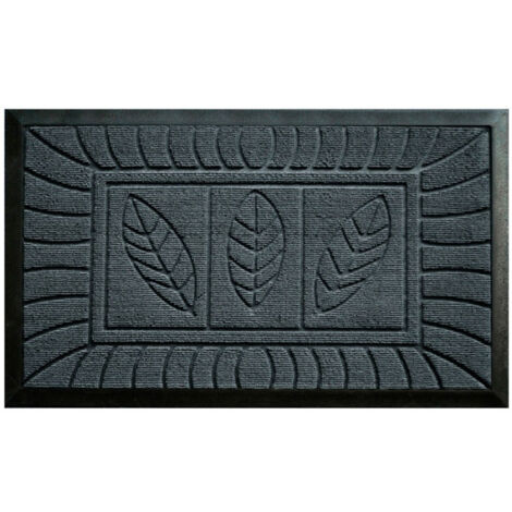 Tapis d'Entrée "Feuilles" 45x75cm Gris (1/3)