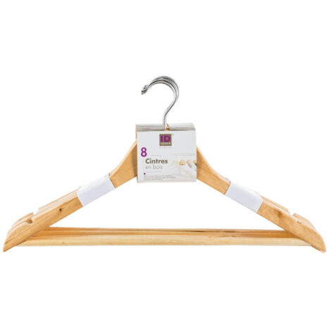Lot de 8 Cintres en Bois "Strong" 45cm Naturel