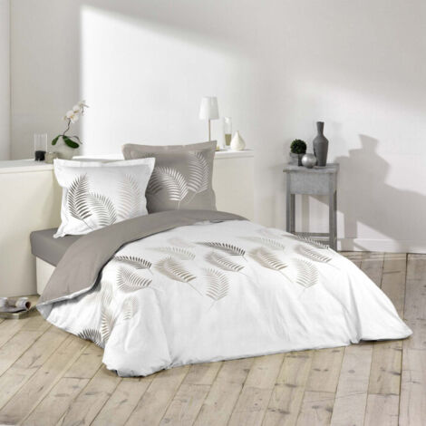 Parure de Lit 3 Pièces "Goyave Line" 260x240cm Taupe