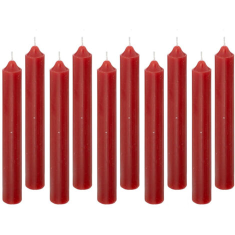 Lot de 10 Bougies Bâton "Hugo" 16cm Rouge (1/3)