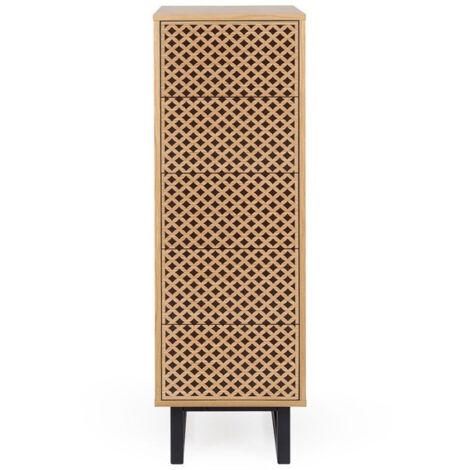 Chiffonnier 5 Tiroirs Diamants "Camden" 123cm Naturel (1/5)
