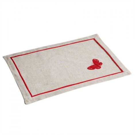 Set de Table Brodé "Opaline" 33x45cm Rouge (1/2)