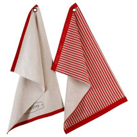 Lot de 2 Torchons de Cuisine "Poulette" 70cm Multicolore (1/5)