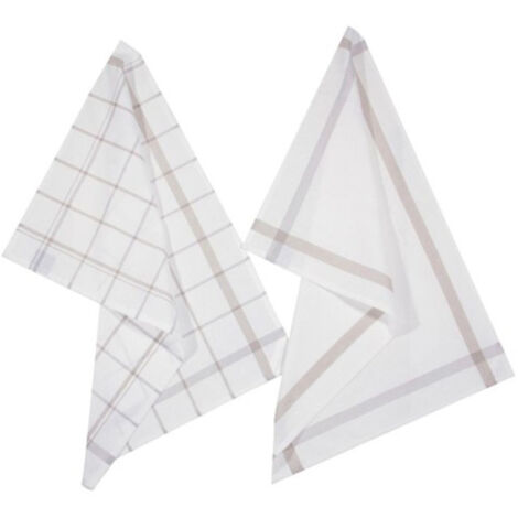 Lot de 2 Torchons de Cuisine "Traditionnel" 70cm Gris