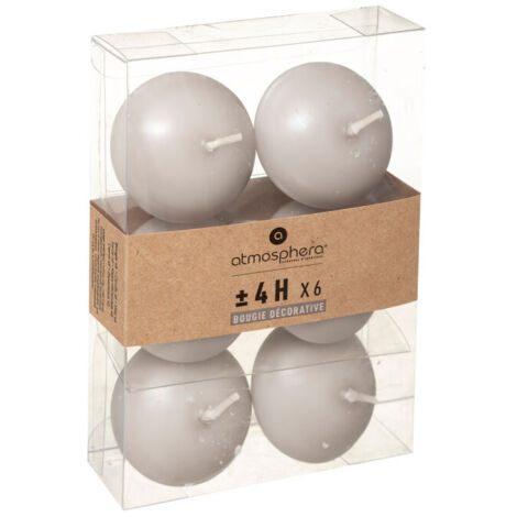 Lot de 6 Bougies Flottantes "Basic" 4cm Taupe (1/2)
