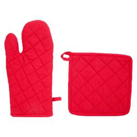 Gant & Manique de Cuisine "Coton" 33cm Rouge (1/2)