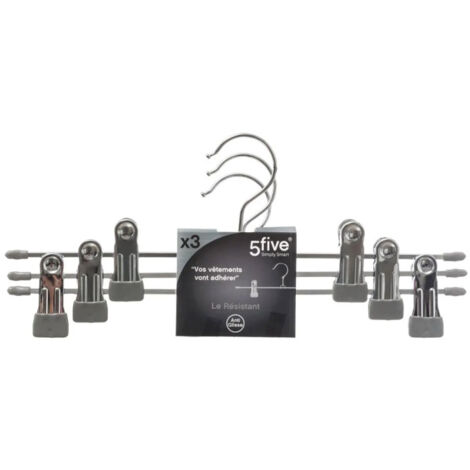 Lot de 3 Cintres en Métal "Pinces" 30cm Gris (1/4)