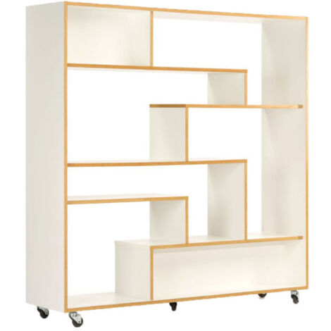 Étagère Bibliothèque Design "Southbury" 143cm Chêne & Blanc (1/5)