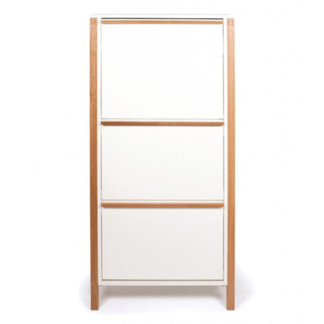 Meuble à Chaussures 3 Portes "Northgate" 139cm Chêne & Blanc (1/3)