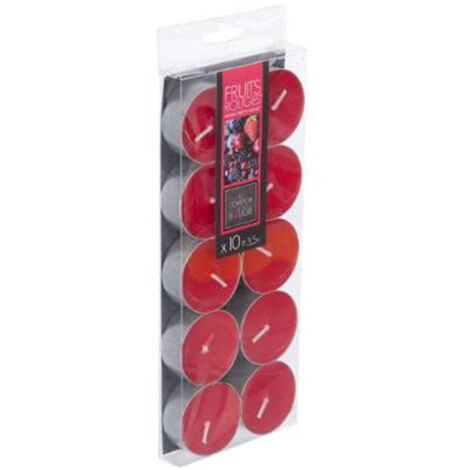 Lot de 10 Bougies Chauffe-Plat Parfumées 3,7cm Fruits Rouges (1/2)