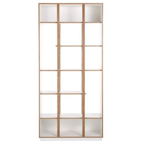 Bibliothèque Design 6 Étagères "Newbury" 210cm Chêne & Blanc (1/2)