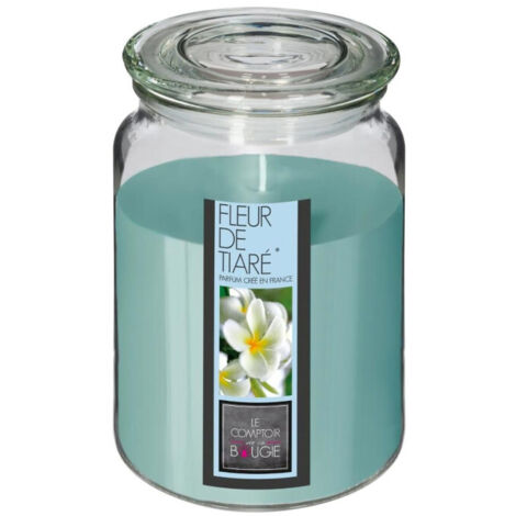 Bougie Parfumée en Verre "Couvercle" 510g Fleur Tiaré (1/3)