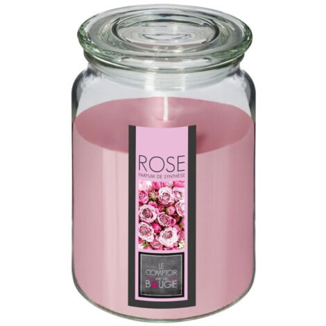 Bougie Parfumée en Verre "Couvercle" 510g Rose (1/3)