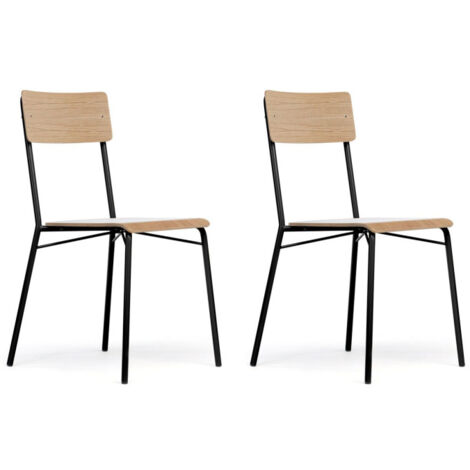 Lot de 2 Chaises Design "Ashburn" 82cm Chêne (1/5)
