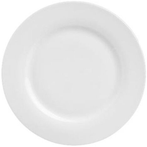 Lot de 6 Assiettes Porcelaine "Uni" 24cm Blanc