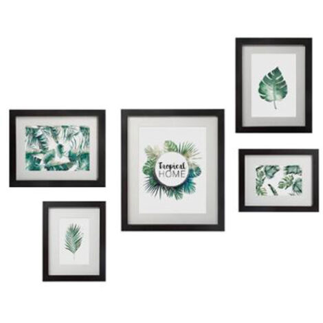 Lot de 5 Cadres Photos "Tropical" 33cm Noir (1/5)