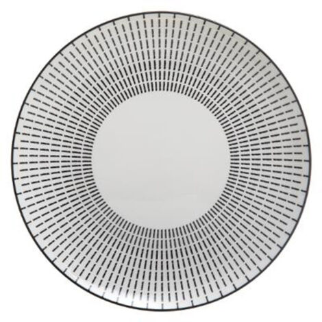 Lot de 6 Assiettes Plates Porcelaine "Lunis" 27cm Noir