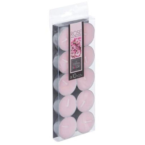 Lot de 10 Bougies Chauffe-Plat Parfumées 3,7cm Rose (1/2)