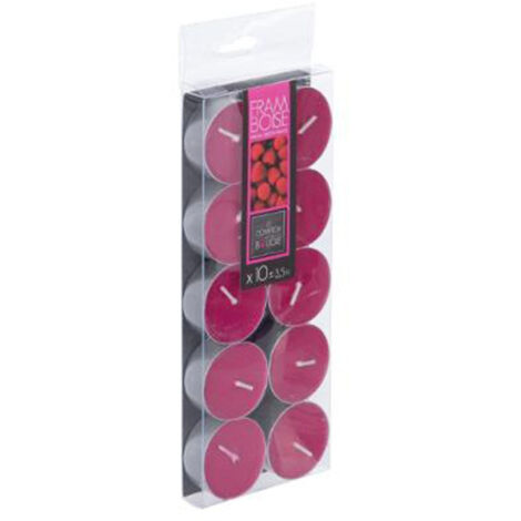 Lot de 10 Bougies Chauffe-Plat Parfumées 3,7cm Framboise (1/2)
