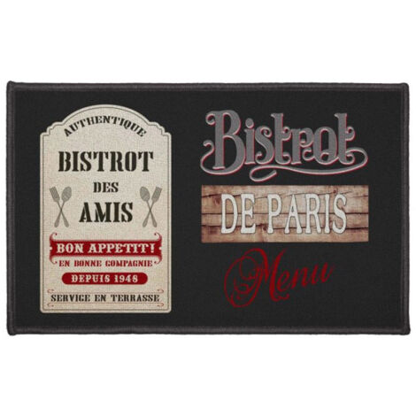 Tapis Rectangle "Bistrot Des Amis" 50x80cm Noir (1/2)