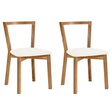 Lot de 2 Chaises Design "Cee" 75cm Chêne & Blanc (1/4)