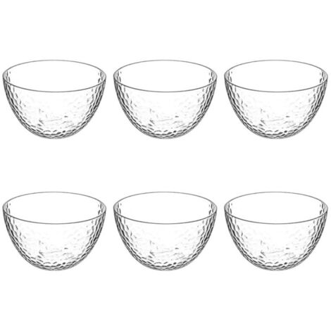 Lot de 6 Coupelles Plastique Réutilisable "Martelé" 14cm Transparent (1/2)