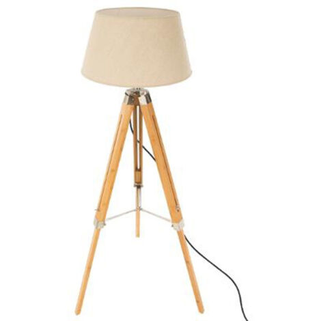 Atmosphera – Lampadaire trépied en bambou 146cm – Abat-jour 47cm beige – Éclairage moderne pour intérieur – Lumière douce et chaleureuse