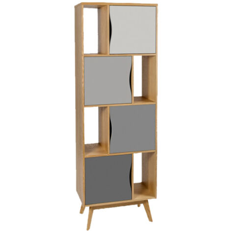 Bibliothèque Design "Avon" 191cm Chêne & Gris (1/5)