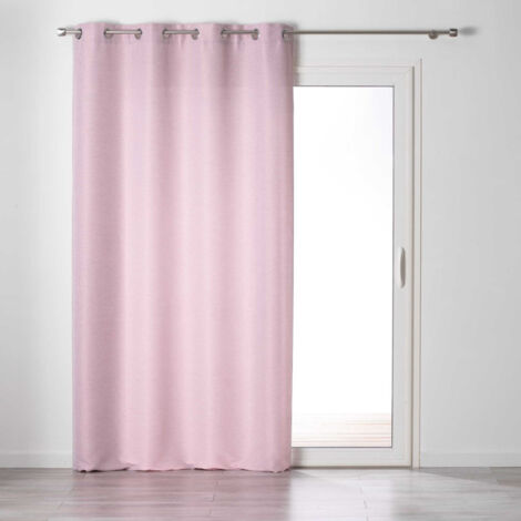 Paris Prix – Rideau à oeillets tamisant 140x240cm – 100% polyester – Lavable en machine à 30°C – Finition chambray – Couleur rose