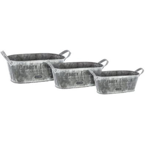 Lot de 3 Jardinières Métal "Spring Garden" 33cm Gris (1/2)