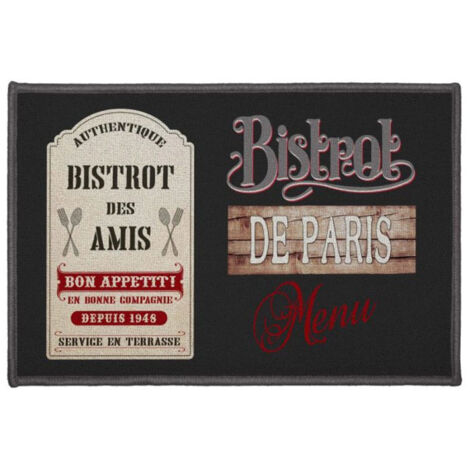 Tapis Rectangle "Bistrot Des Amis" 40x60cm Noir (1/2)