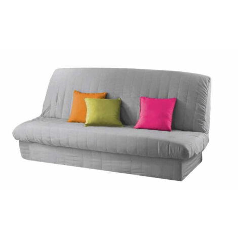 Paris Prix – Housse de clic-clac 200cm gris – Housse matelassée 100% polyester – Dimensions L. 185-200 x l. 120-140 x H. 18-20 cm (1/5)