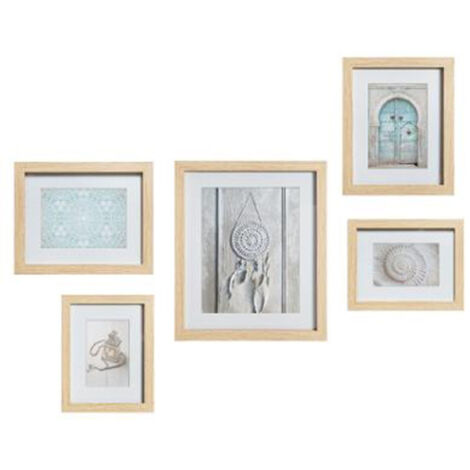 Lot de 5 Cadres Photos "Graphique" 33cm Naturel (1/4)