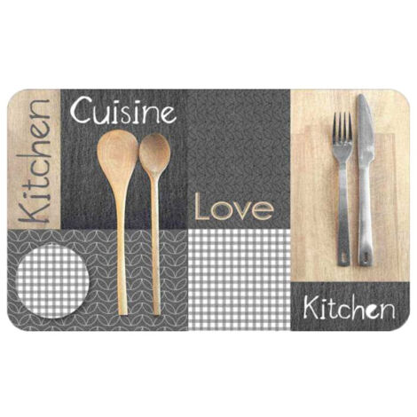 Tapis de Cuisine Mousse "Cantine" 45x75cm Gris (1/2)