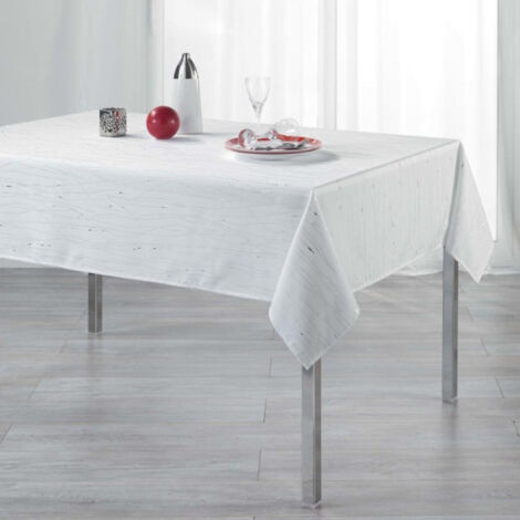 Nappe rectangulaire placée en coton lavandes Bonnieux fond blanc