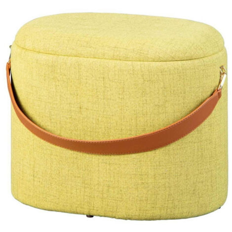 Pouf de Rangement à Anse "Dumont" 42cm Jaune (1/5)