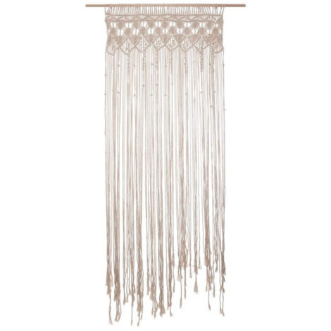 Atmosphera – Rideau fil macramé 90x200cm beige – Tissage fait main – Ambiance bohème chic – Matériaux polyester et coton