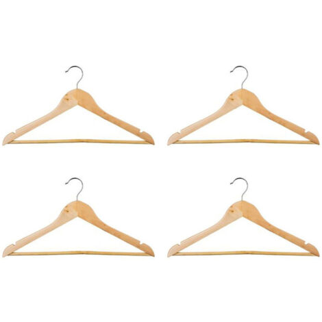 Five Simply Smart – Lot de 4 cintres en bois naturel 45cm – Bois & métal – Pour vêtements délicats – Accessoire de rangement élégant (1/2)