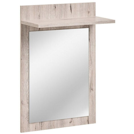 Miroir Étagère en Bois "Gustavo" 88cm Naturel (1/2)